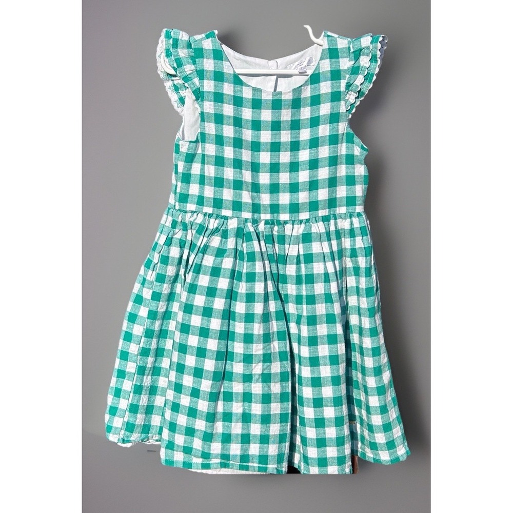 Tahari Girls sz5 Green Checkered Lined Sun Dress Spring Easter fit &‎ flare EUC